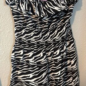 Zebra Print Strapless Dress